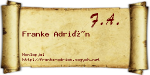 Franke Adrián névjegykártya