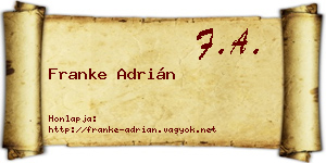 Franke Adrián névjegykártya